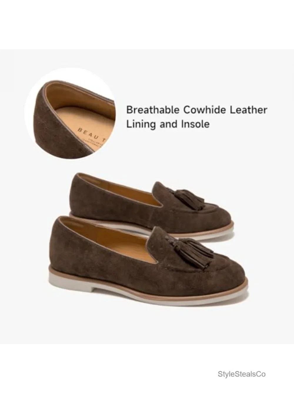 Premium Cow Suede Tassel Loafers Women Slip On